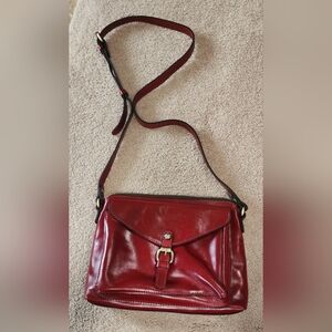 Patricia Nash Red/ Cherry Leather Crossbody Bag